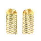 Tresoli Stainless Steel Gold Color PVD Fan Shaped Semicircle Stud Earrings