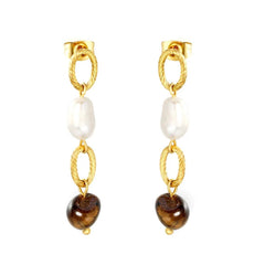 Stainless Steel Gold Color PVD Golden Hoop Teardrop Earrings