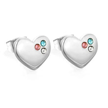 Load image into Gallery viewer, Stainless Steel Color PVD Heart Mixed Zircon Stud Earrings