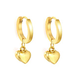 Stainless Steel Gold Color PVD Polished Double Heart Hoop Earrings