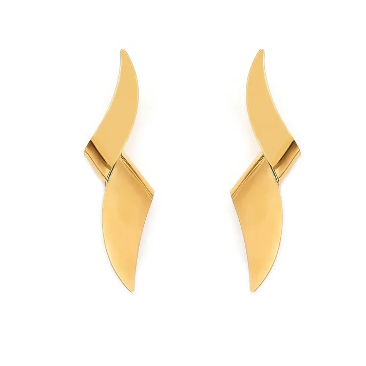 Tresoli Stainless Steel Gold Color PVD Twisted Knot Stud Earrings