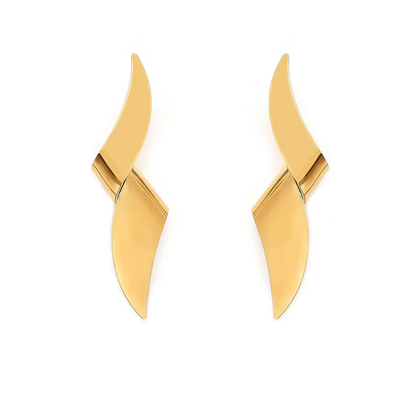 Tresoli Stainless Steel Gold Color PVD Twisted Knot Stud Earrings