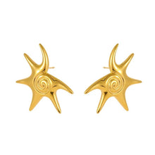 Load image into Gallery viewer, Stainless Steel Gold Color PVD Irregular Starfish Stud Earrings