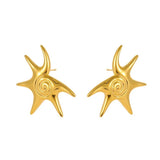 Stainless Steel Gold Color PVD Irregular Starfish Stud Earrings