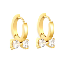 Load image into Gallery viewer, Tresoli Stainless Steel Gold Color PVD White Zircon Ear Cuffs