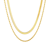 Tresoli Stainless Steel Gold Color PVD Blade And Twisted Double Chain Necklace