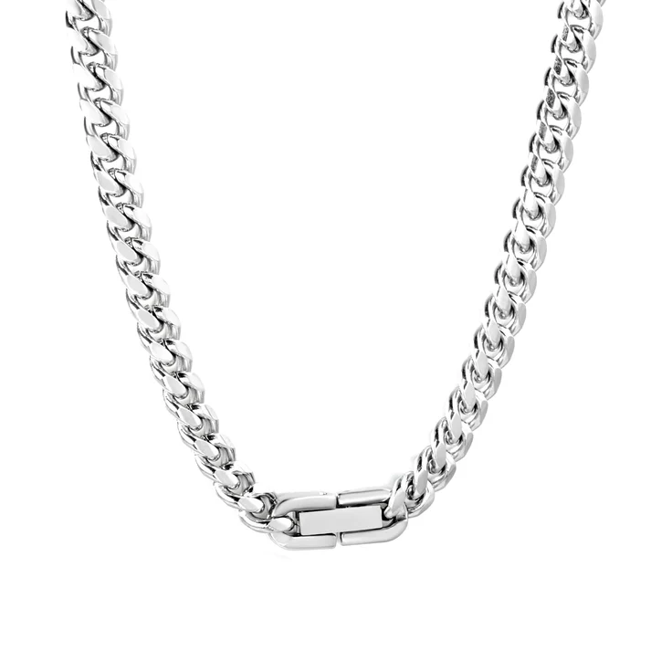 Stainless Steel Color PVD Cuban Chain Buckle Style Necklace