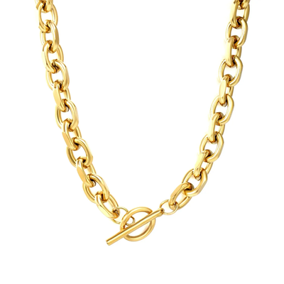 Tresoli Stainless Steel Gold Color PVD Cuban Link Chain Necklace