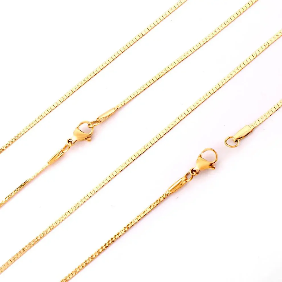 Stainless Steel Gold Color PVD Inoxidable Cuba link Flat Chain