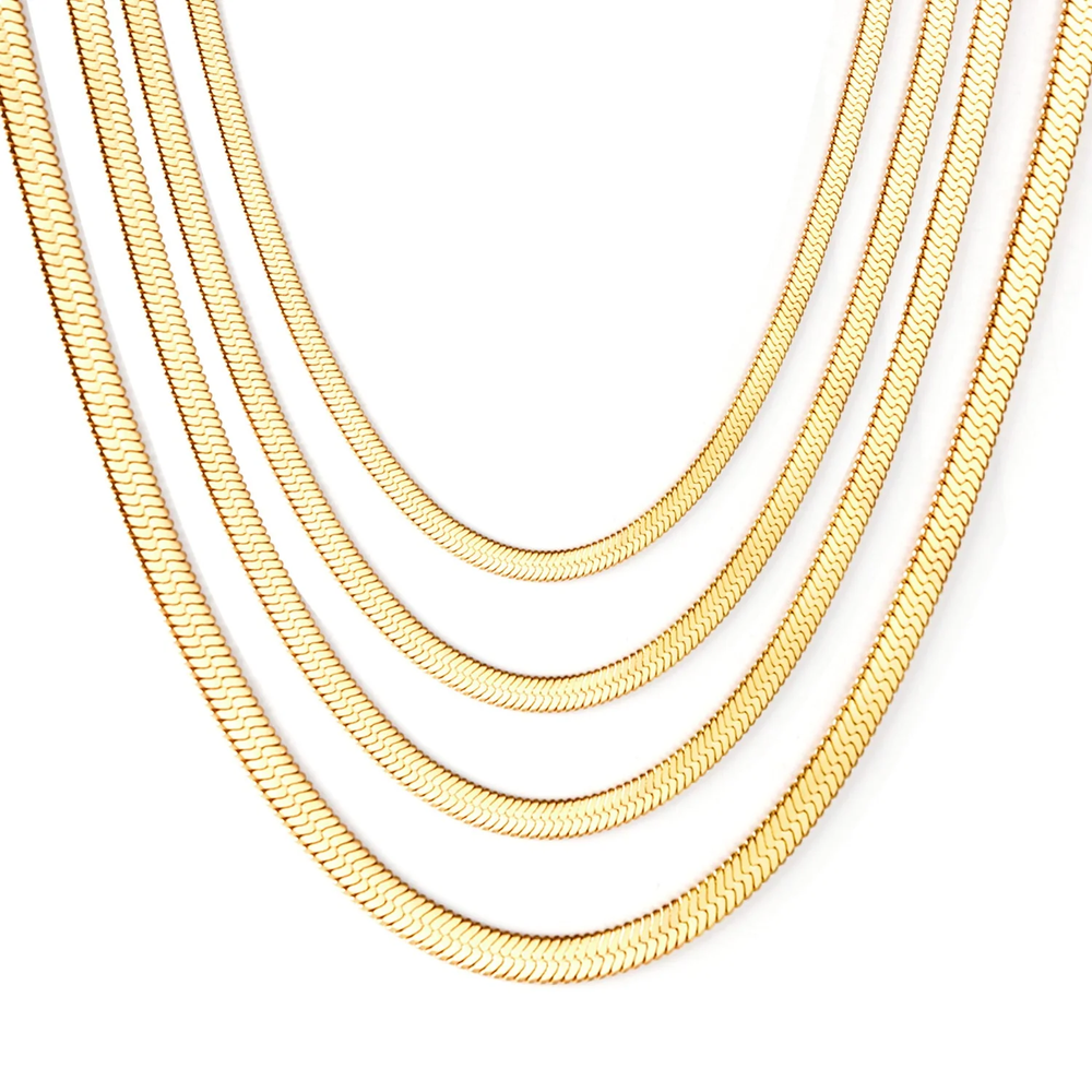Stainless Steel Gold Color PVD Blade Chain Necklace