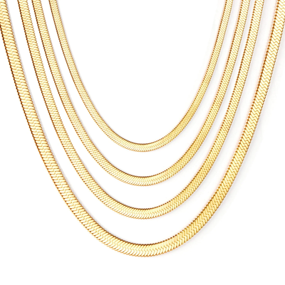 Tresoli Stainless Steel Gold Color PVD Blade Chain Necklace
