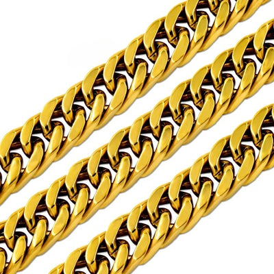 Tresoli Stainless Steel Gold Color PVD Solid Long Necklace