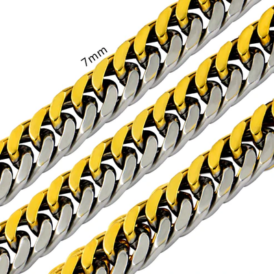 Tresoli Stainless Steel And Gold Color PVD Solid Long Necklace