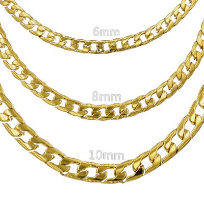 Tresoli Stainless Steel Gold Color PVD Side Cross Stripe Long Necklace