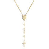 Tresoli Stainless Steel Gold Color PVD Long Scapular Catholic Rosaries Beads Christian Cross Pendant Necklace