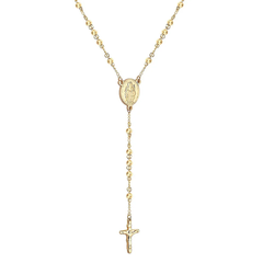 Tresoli Stainless Steel Gold Color PVD Long Scapular Catholic Rosaries Beads Christian Cross Pendant Necklace