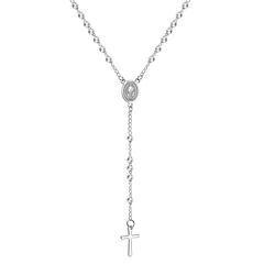 Tresoli Stainless Steel Color PVD Long Scapular Catholic Rosaries Beads Christian Cross Pendant Necklace