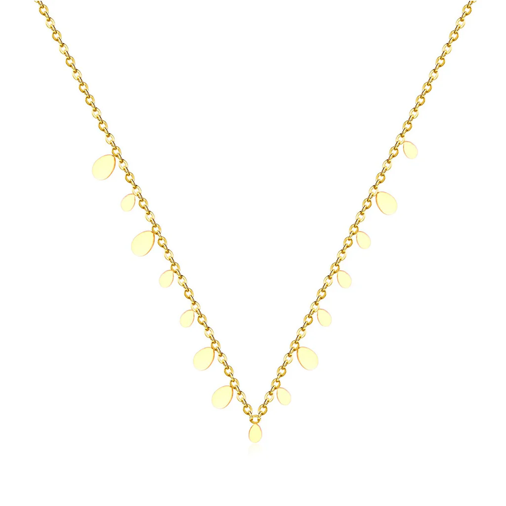 Stainless Steel Gold Color PVD Water Drop Pendant Necklace