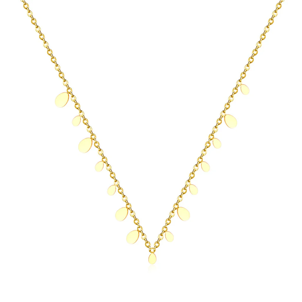 Tresoli Stainless Steel Gold Color PVD Water Drop Pendant Necklace