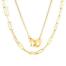 Load image into Gallery viewer, Tresoli Stainless Steel Gold Color PVD Double Chains Link Necklace