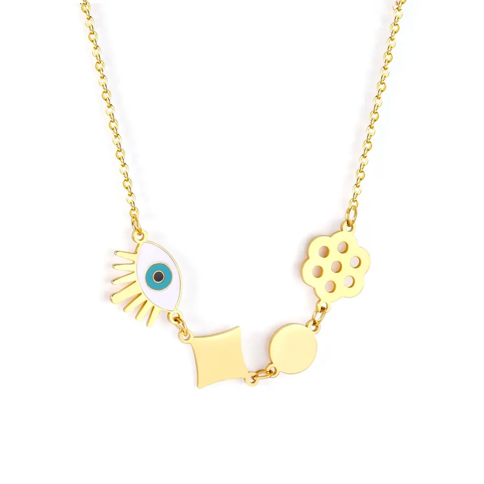 Tresoli Stainless Steel Color PVD Antique Copper Plated Different Shapes Necklace