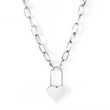 Load image into Gallery viewer, Tresoli Stainless Steel Color PVD Lock Of Heart Pendant Necklace