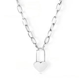 Tresoli Stainless Steel Color PVD Lock Of Heart Pendant Necklace