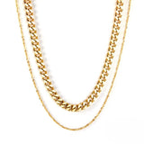 Tresoli Stainless Steel Gold Color PVD Cuban Link Multi Layer Chain