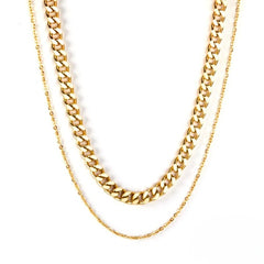Tresoli Stainless Steel Gold Color PVD Cuban Link Multi Layer Chain