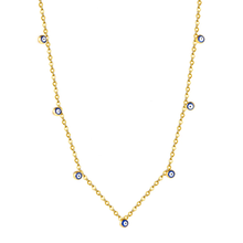 Load image into Gallery viewer, Tresoli Stainless Steel Gold Color PVD 7 Blue Eyed Beads Necklace