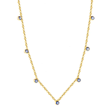 Tresoli Stainless Steel Gold Color PVD 7 Blue Eyed Beads Necklace