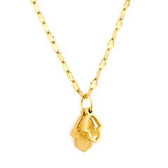 Tresoli Stainless Steel Gold Color PVD 2 Large and Small Palm Necklace