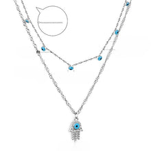 Load image into Gallery viewer, Tresoli Stainless Steel Color PVD Snake Double Chain Evil Eye Pendant Necklace