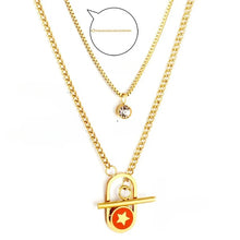 Load image into Gallery viewer, Tresoli Stainless Steel Gold Color PVD Toggle Bar And Round Diamond Double Chain Necklace