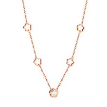 Load image into Gallery viewer, Tresoli Stainless Steel Rose Gold Color PVD 4 Hollow Peach Blossom And 1 White Shell Peach Blossom Necklace