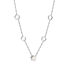 Load image into Gallery viewer, Tresoli Stainless Steel Color PVD 4 Hollow Peach Blossom And 1 White Shell Peach Blossom Necklace
