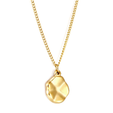 Tresoli Stainless Steel Gold Color PVD Bump Uneven Oval Pendant Necklace