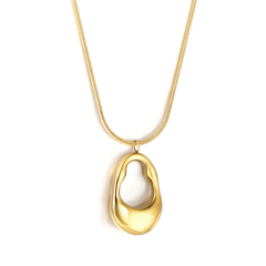 Tresoli Stainless Steel Gold Color PVD Oval Cutout Pendant Necklace
