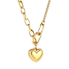 Tresoli Stainless Steel Gold Color PVD Timeless Gold Heart Pendant Necklace