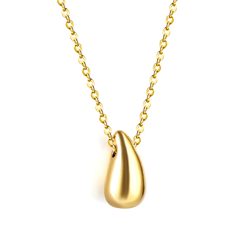 Tresoli Stainless Steel Gold Color PVD Water Drop Pendant Necklace