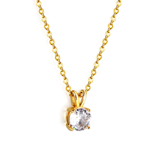 Load image into Gallery viewer, Tresoli Stainless Steel Gold Color PVD White Diamond Round Pendant Necklace