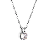 Tresoli Stainless Steel Color PVD White Diamond Round Pendant Necklace