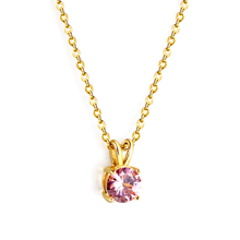 Load image into Gallery viewer, Tresoli Stainless Steel Gold Color PVD Green Diamond Round Pendant Necklace