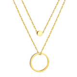Tresoli Stainless Steel Gold Color PVD Double Circle Pendant Necklace