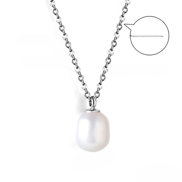 Tresoli Stainless Steel Color PVD Lassic Elegant White Pearl Pendant Necklace