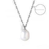 Tresoli Stainless Steel Color PVD Lassic Elegant White Pearl Pendant Necklace