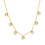 Tresoli Stainless Steel Gold Color PVD 7 Half White Pearls Pendant Necklace