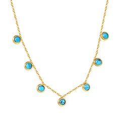 Tresoli Stainless Steel Gold Color PVD 7 Half Pearls Pendnat Necklace