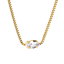 Load image into Gallery viewer, Tresoli Stainless Steel Gold Color PVD White Diamond Pendant Necklace