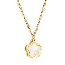 Load image into Gallery viewer, Stainless Steel Gold Color PVD Peach Blossom Shape With White Shell Pendant Necklace